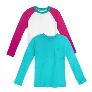 Mightly Girls Raspberry and Teal Long Sleeve T-Shirt size: 2-5T